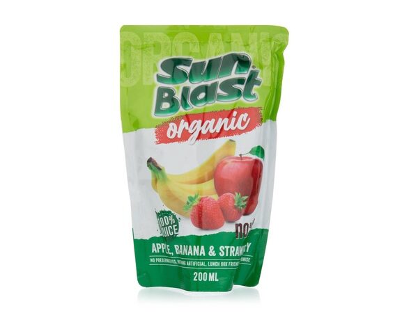Organic Juice Apple Strawberry & Banana 200ML Sunblast