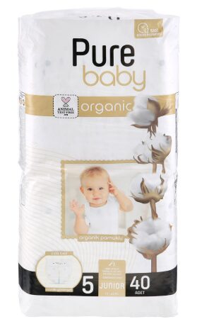 PURE BABY - ECO Diapers Size 5 Junior 40 pieces 11-25kg