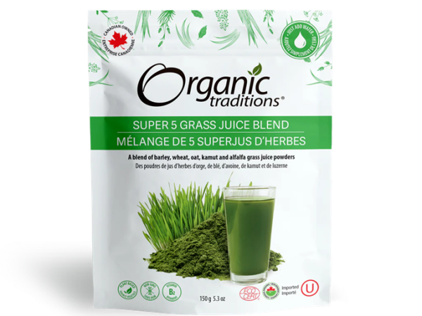 Organic Traditions Super 5 Grass Juice Blend 150G