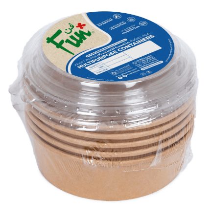 Fun® Kraft Paper Multipurpose Containers w/Clear Lids -500Ml 10S