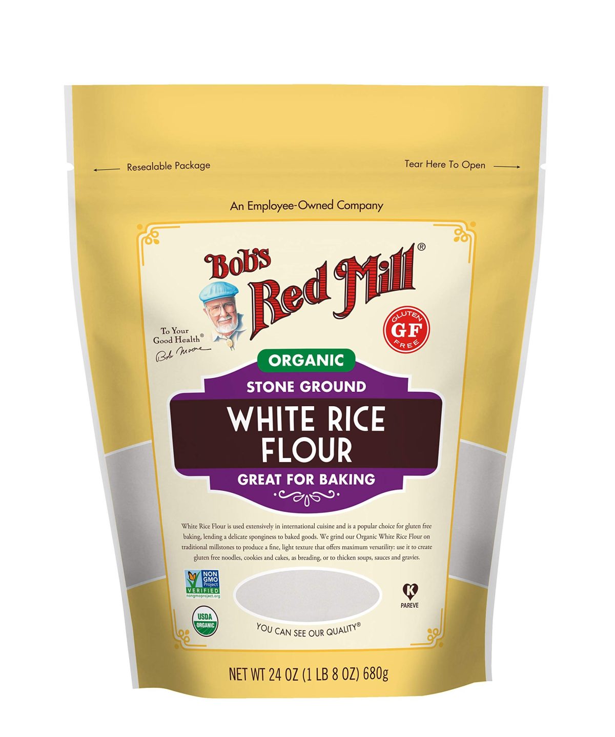 Bob’s Red Mill Organic White Rice Flour 680g - Image 1