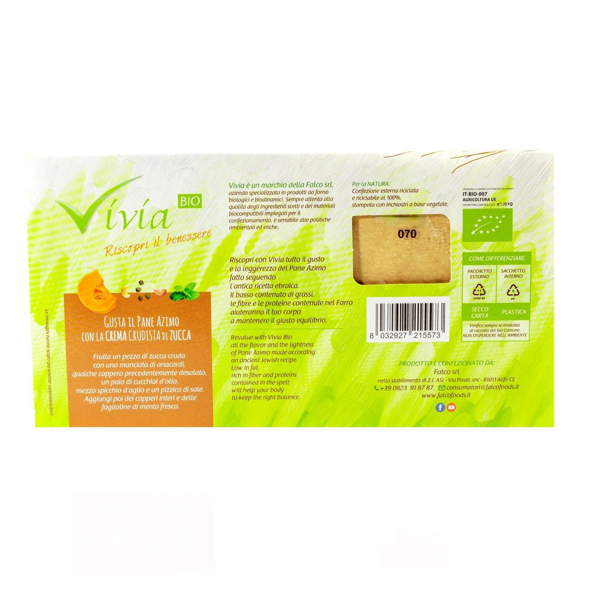 Organic Spelt Pane Azimo – 125g - Image 2