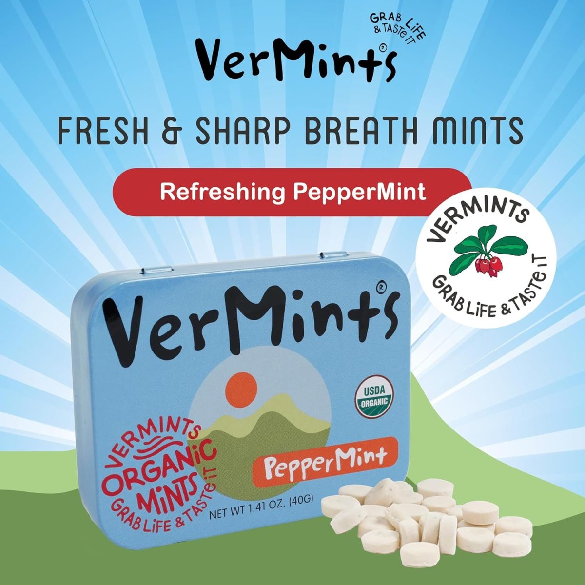 Vermints Organic Peppermint Mints 40g Gluten Free Vegan - Image 4
