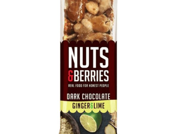 Nuts & Berries Organic Dark Chocolate Ginger & Lime 40g