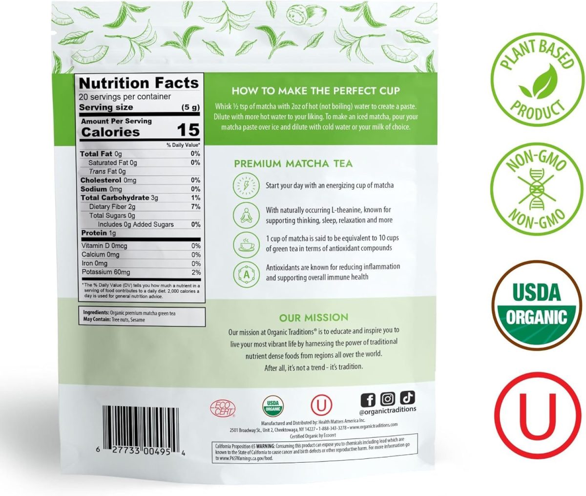 Organic Traditions Premium Matcha Tea - 100g - Image 2