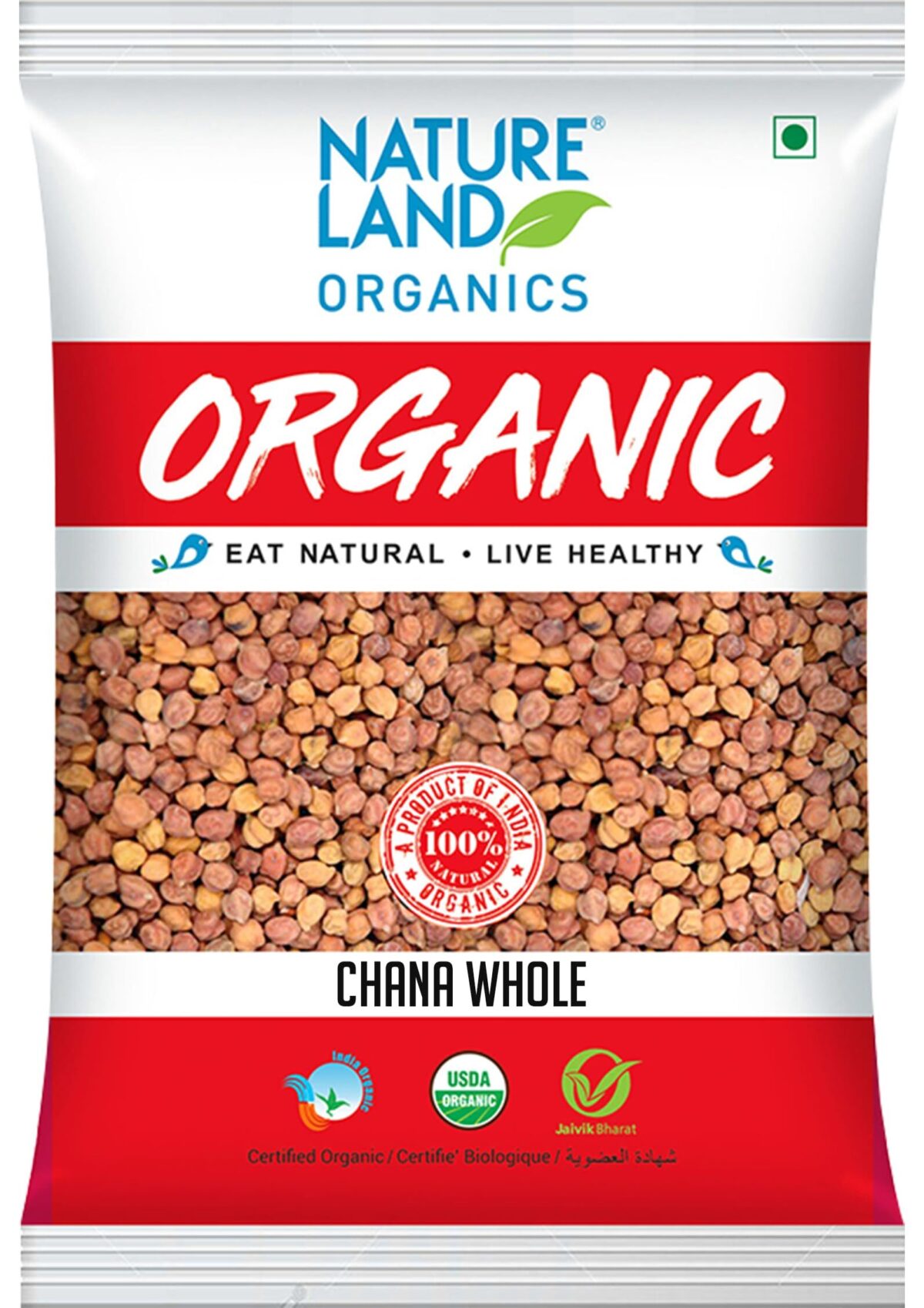 Natureland Organic Chana Whole – 500g - Image 1
