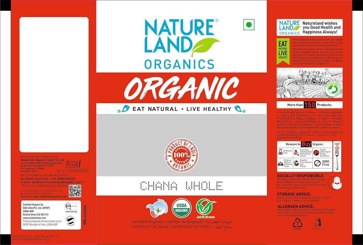 Natureland Organic Chana Whole – 500g - Image 4
