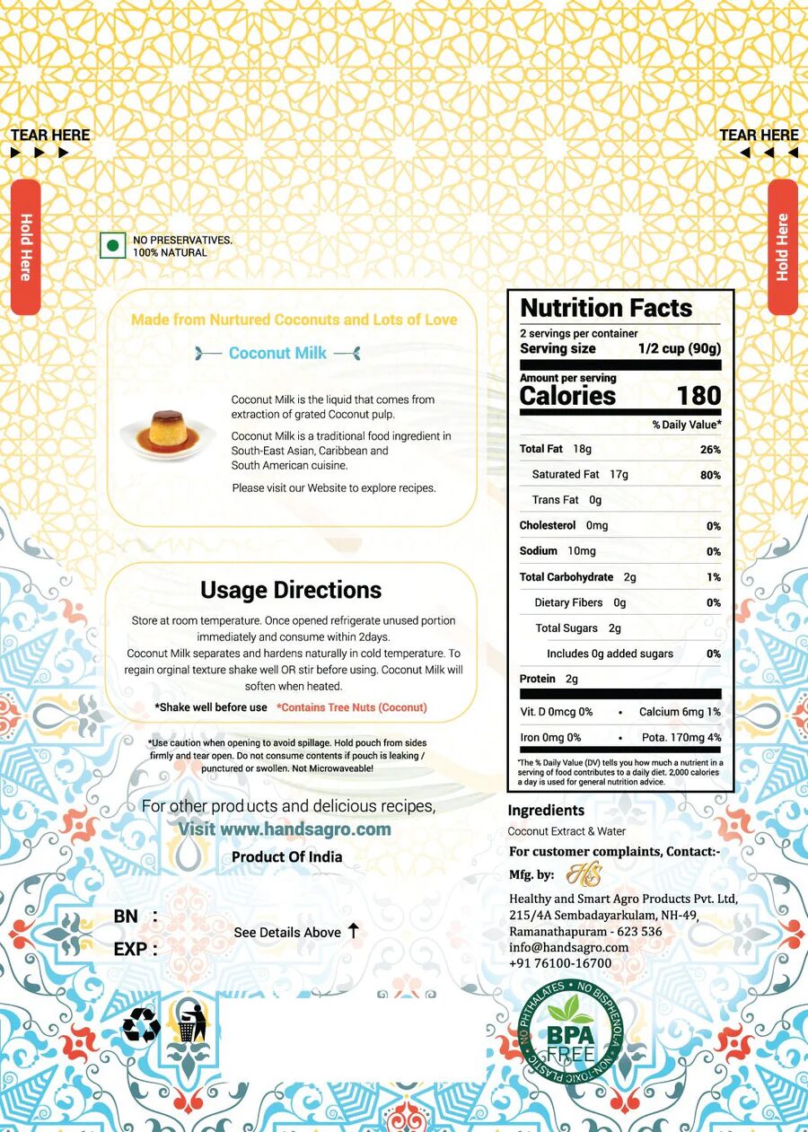 image.png Hands Coconut Milk 18% Fat 200ml - Image 2