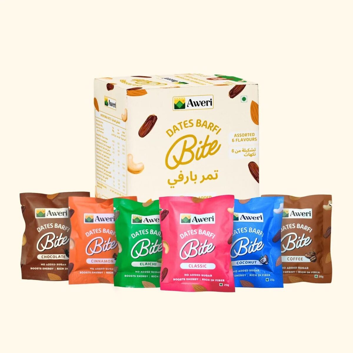 Aweri Date Barfi Bites Assorted Pack of 6 - Image 1
