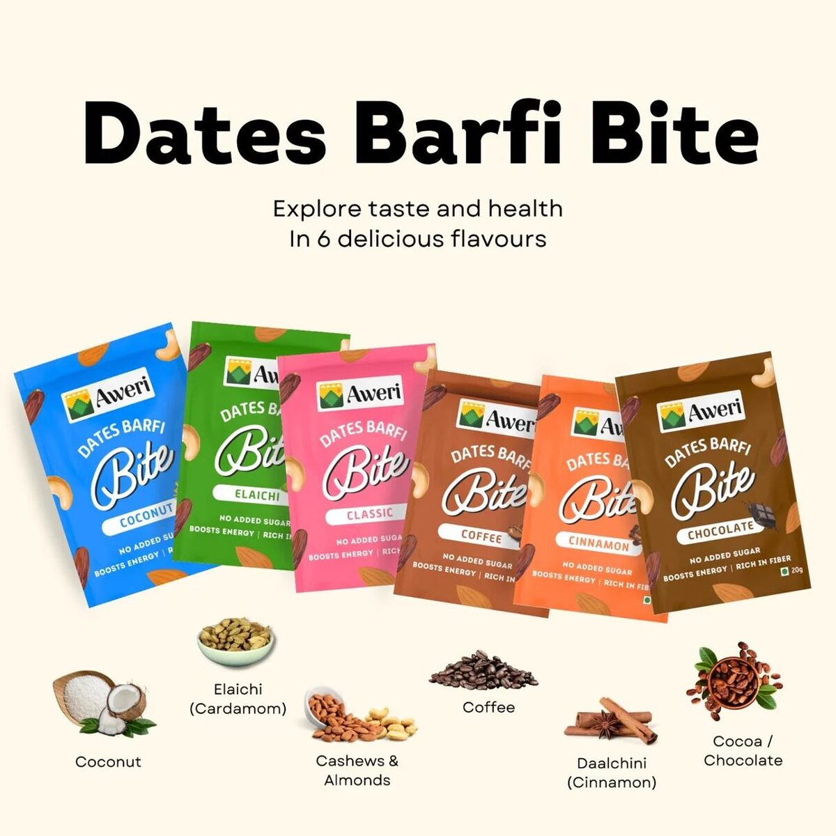 Aweri Date Barfi Bites Assorted Pack of 6 - Image 5