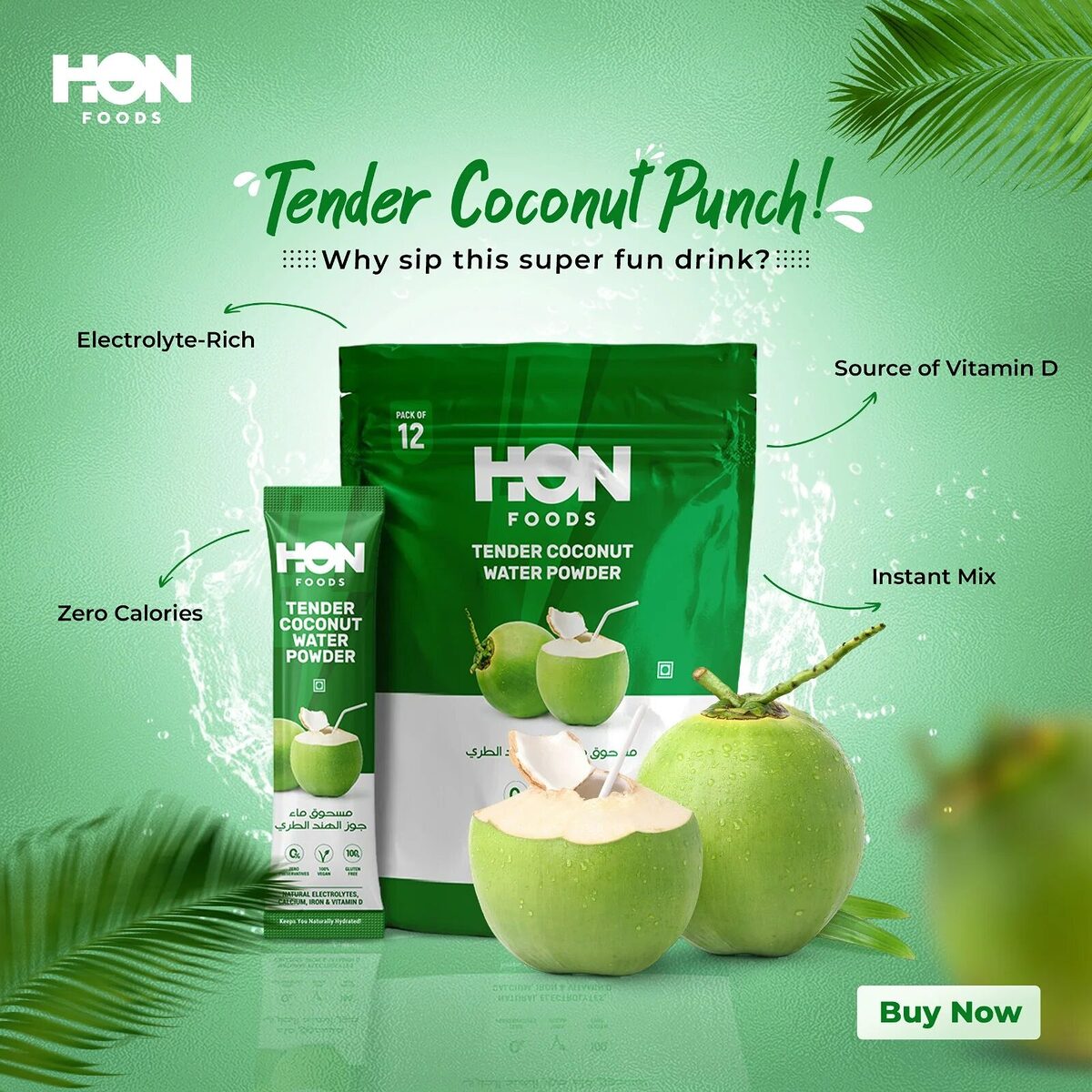 HON FOODS Tender Coconut Water Powder 15g 12pcs - Image 3