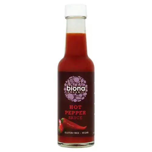 image.png Biona Organic Hot Pepper Sauce 140ml Gluten Free Vegan - Image 1