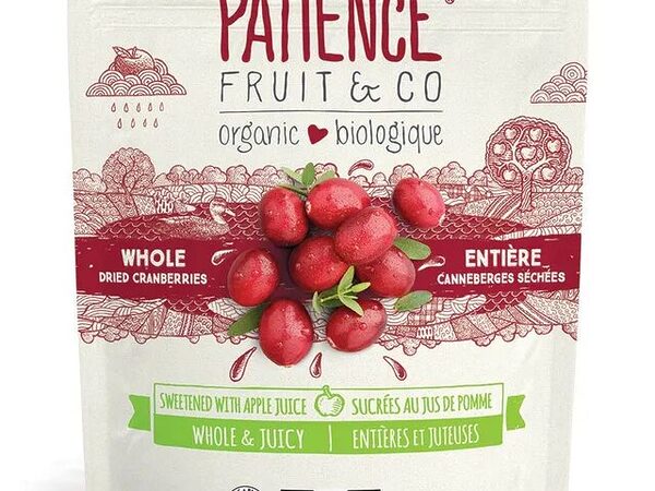 Patience Fruit & Co Organic Whole Dried Cranberries with Apple Juice 113g