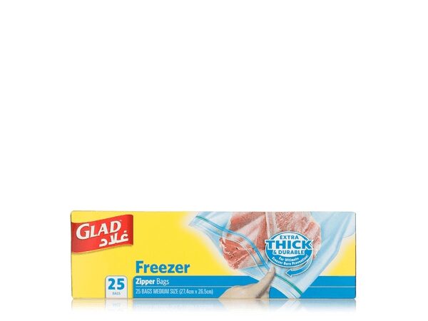 Glad Zipper Freezer Bags Size 27.4cm x 26.5cm 25pcs
