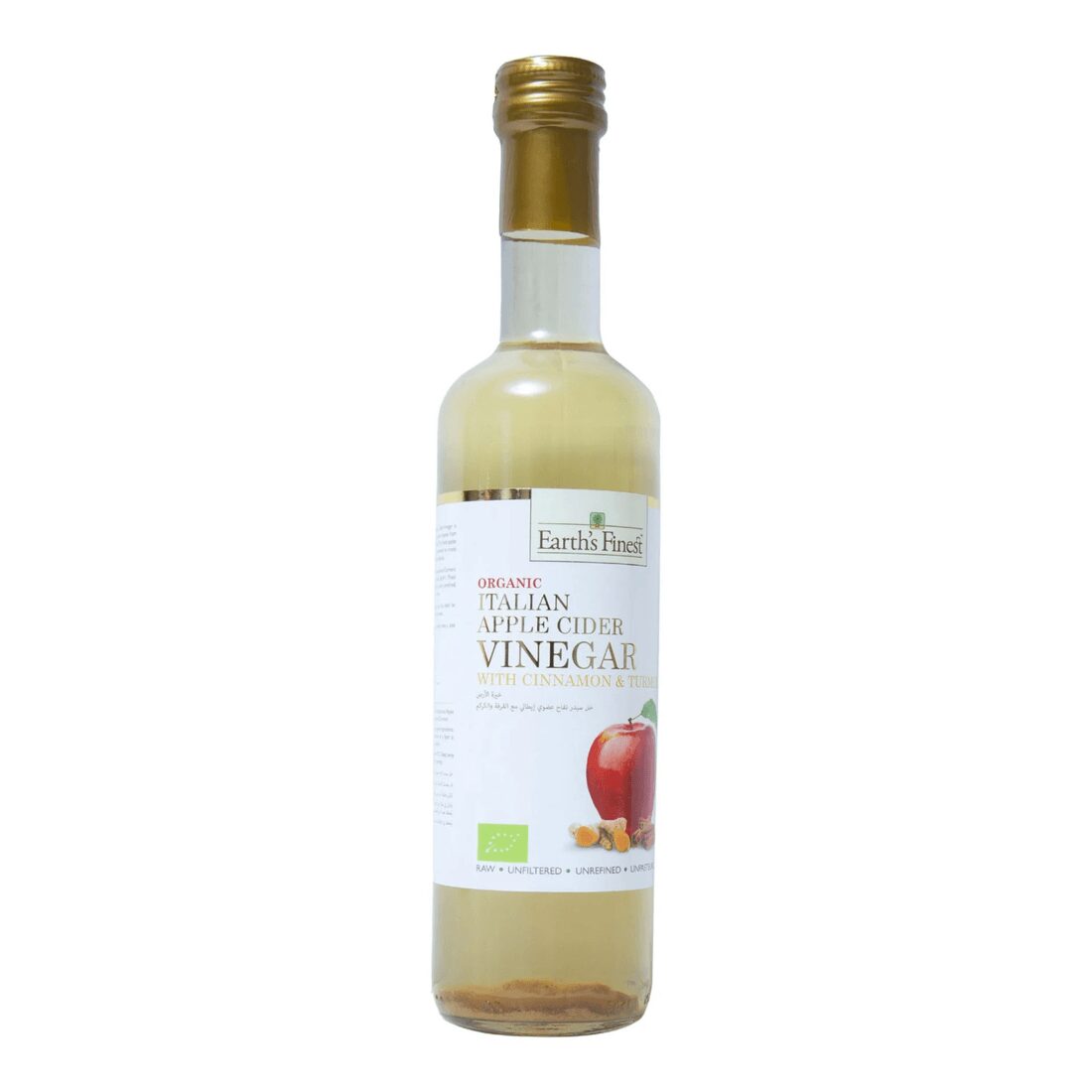 1c725331 Earth's Finest Organic Apple Cider Vinegar With Cinnamon And Turmeric 500 ml - Image 1