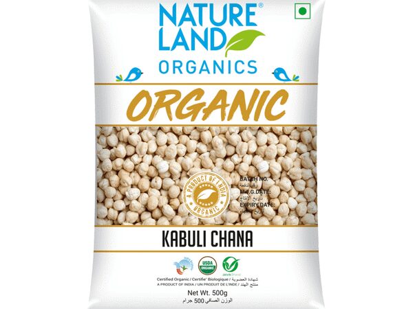 Natureland Organic Kabuli Chana Chickpeas – 500g