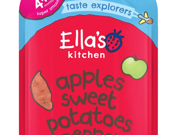 Organic Red Peppers Sweet Potatoes + Apples 7 X 120G