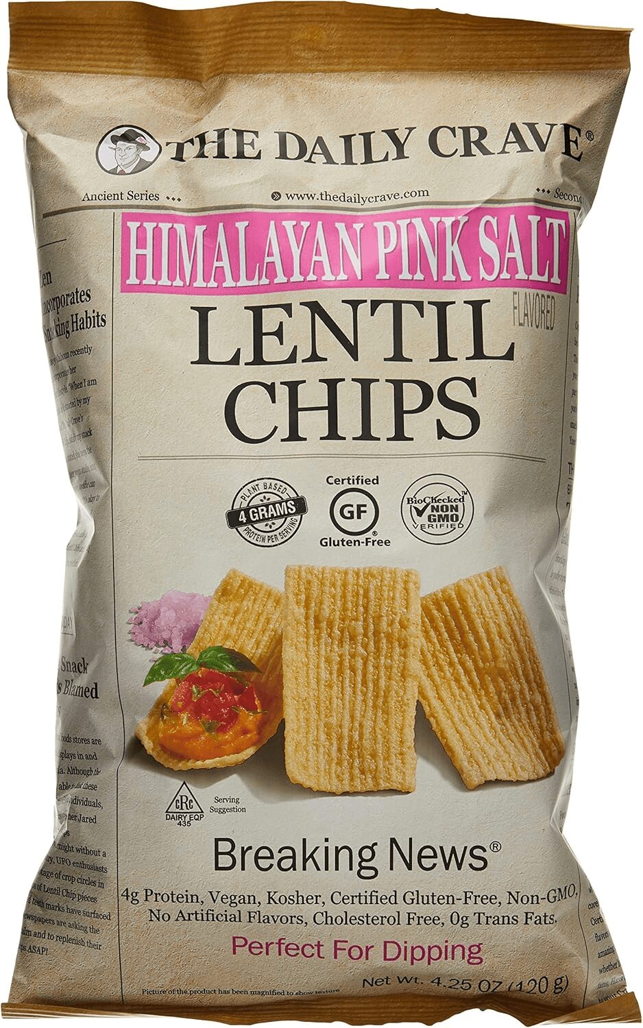 607b25ea The Daily Crave Lentil Chips Himalayan Pink Salt 120g - Image 1