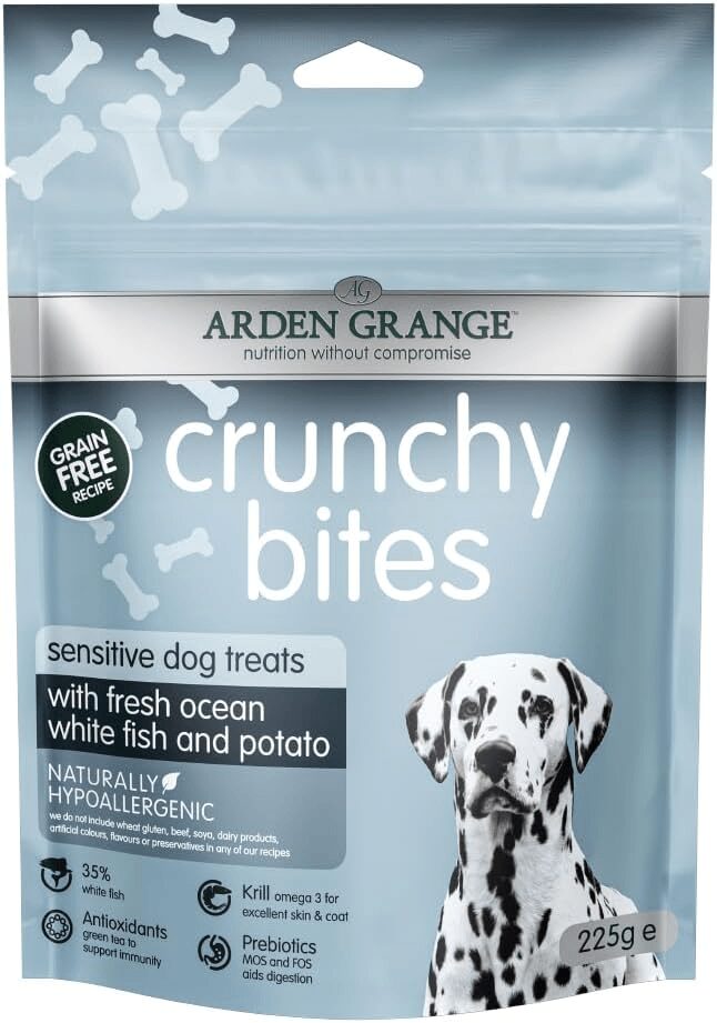 95471462 Arden Grange Crunchy Bites Sensitive Dog Treats - 225G - Image 1