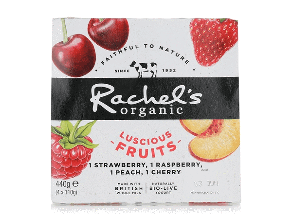 Organic Luscious Fruits Straw/Rasp/Cherry/Peach Yogurt 440