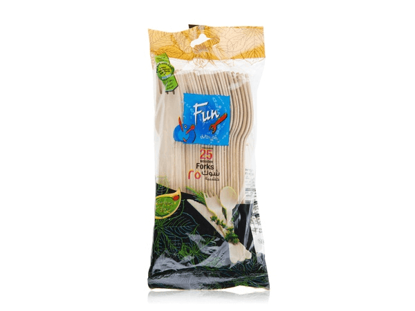 Fun Wooden Fork 6.5in - Evergreen 20pkts