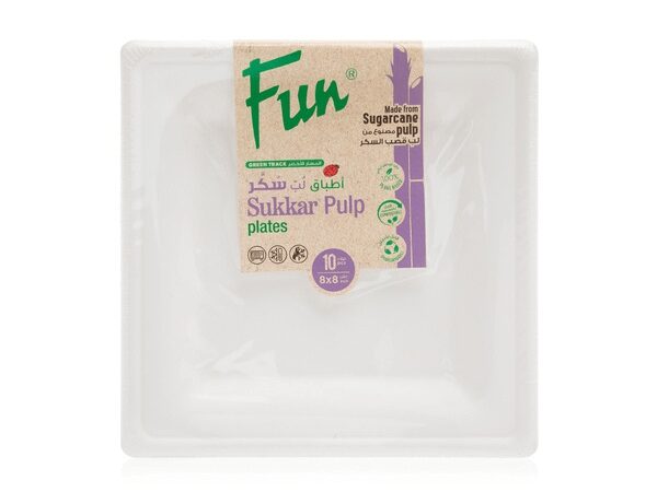 Fun Biodegradable Moulded Fibre Square Plate 8x8inch
