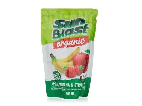 Organic Juice Apple Strawberry & Banana 200ML Sunblast