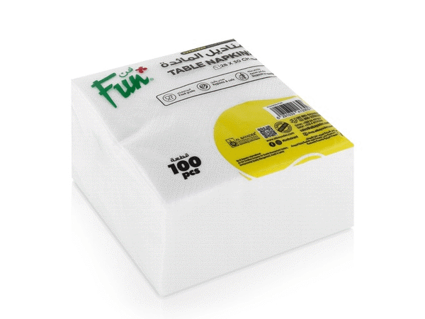 Fun 1-Ply Napkin 28x30cm - White 20pkts