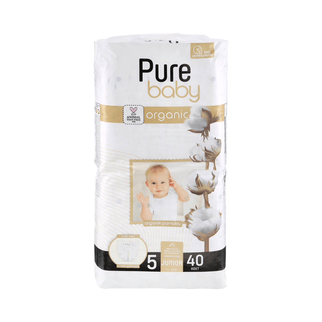 f133bddb PURE BABY - ECO Diapers Size 5 Junior 40 pieces 11-25kg - Image 1