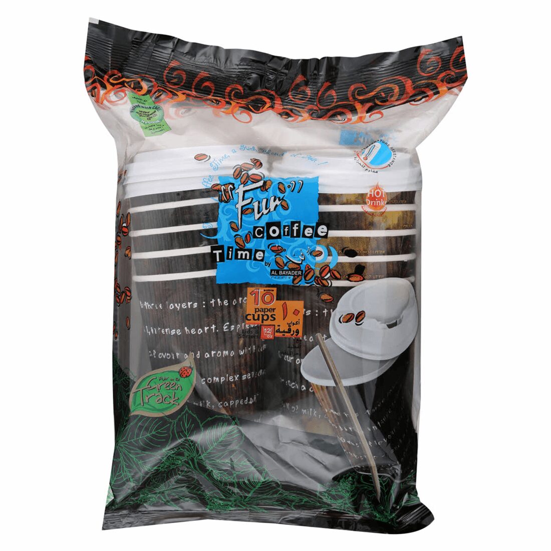 ffe0041b Fun Paper Cup 12oz w/ Lid Stirrer 10pcsx10pkts - Image 1