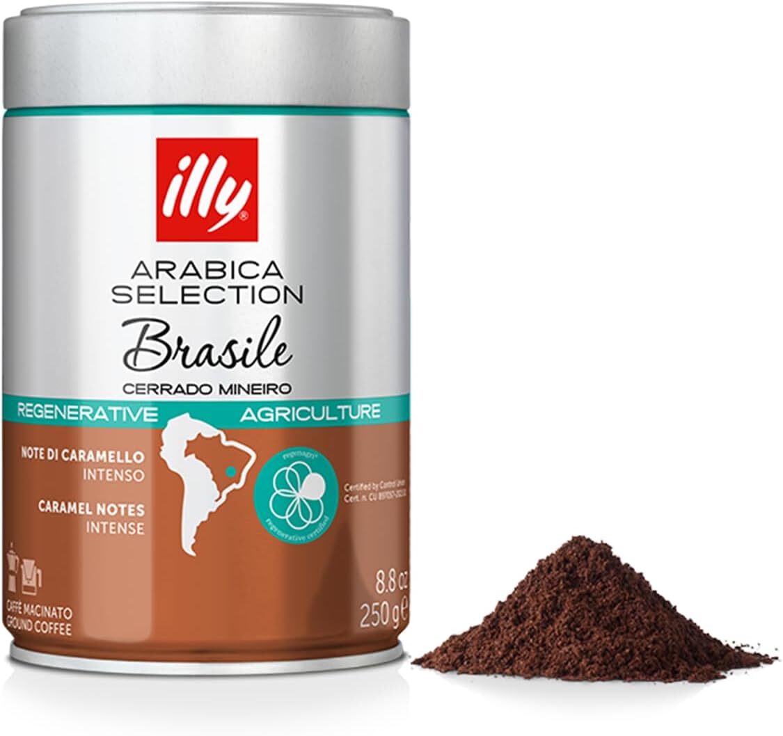 image.png illy Coffee - Ground Coffee - Sustainable Arabica Coffee from Cerrado Minero Brazil - 250g Tin - Image 1