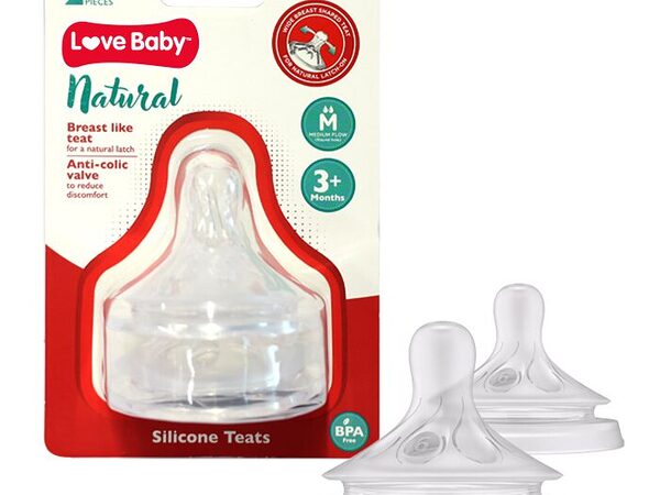 Love Baby Natural Silicone Teats Medium Flow 2s