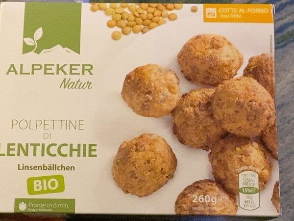 ALPEKER Organic Frozen Natur Mini Lentil Balls 260g