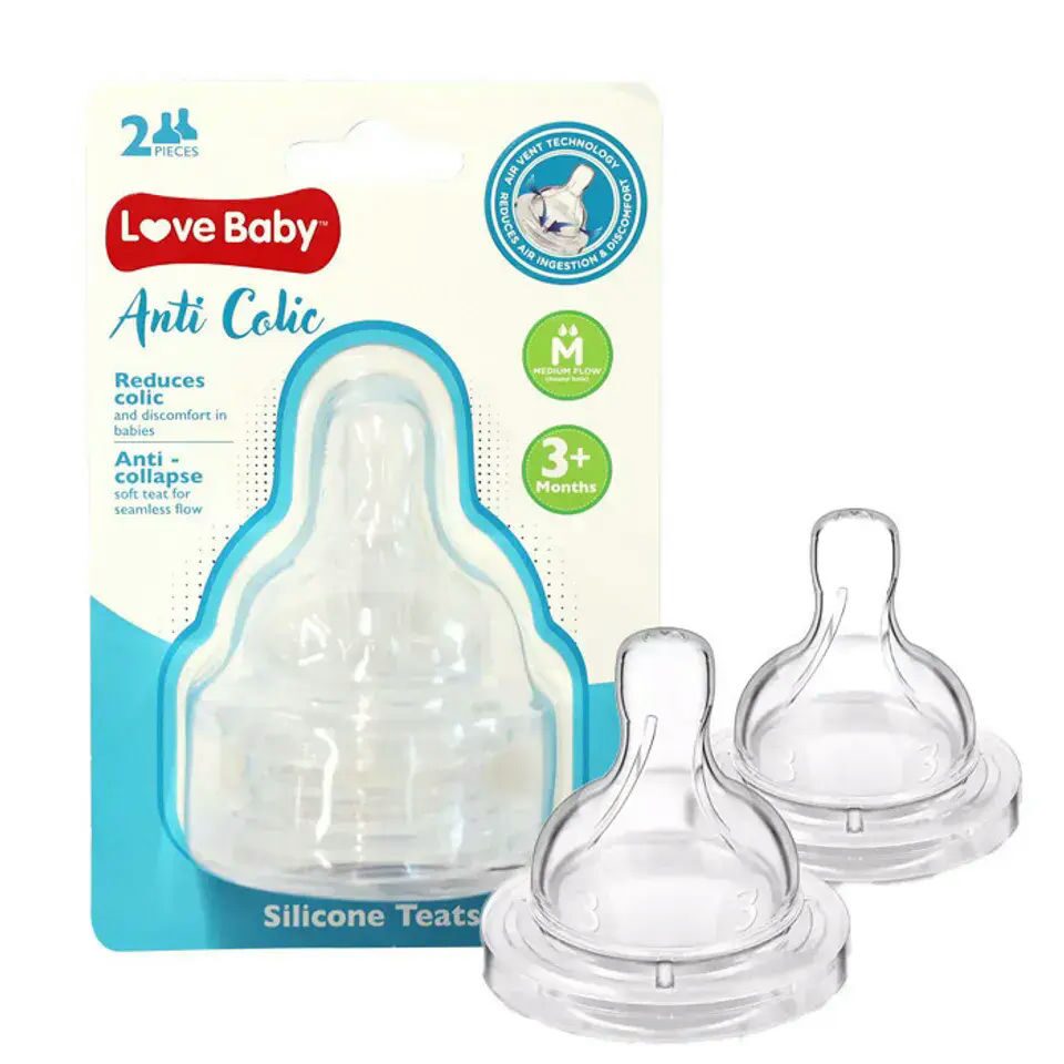 image.png Love Baby Anti-Colic Silicone Teats Medium Flow 2s - Image 1