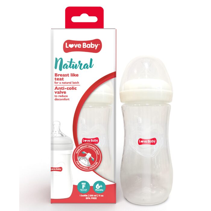 image.png Love Baby Natural Feeding Bottle Fast Flow 330ML - Image 1