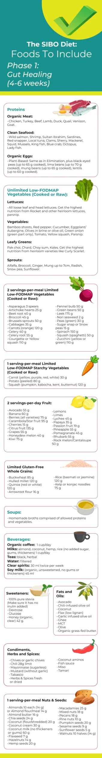 PHASE 1 SIBO GUT HEALING - FOOD TO INCLUDE